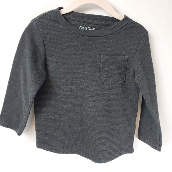 Cat & Jack Boys Grey Ottoman Knit Long Slv Tee Sz 2T - Picture 2 of 7